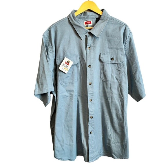 Wrangler Other - NWT Mens Wrangler All Day Comfort Short Sleeve Button Up Shirt Sz 2XL XXL Denim